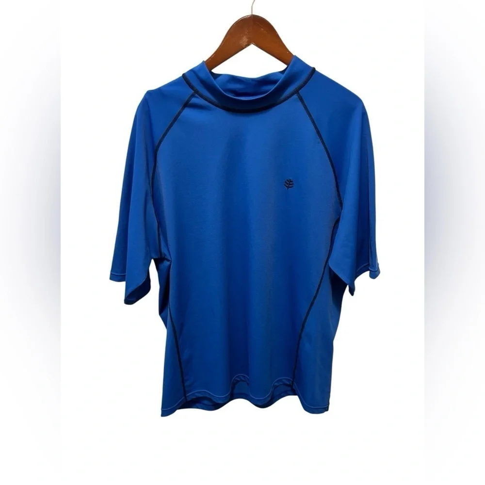 Coolibar UPF 50+ Men's Tulum Short Sleeve Surf Rash Guard - Sun Protective XL